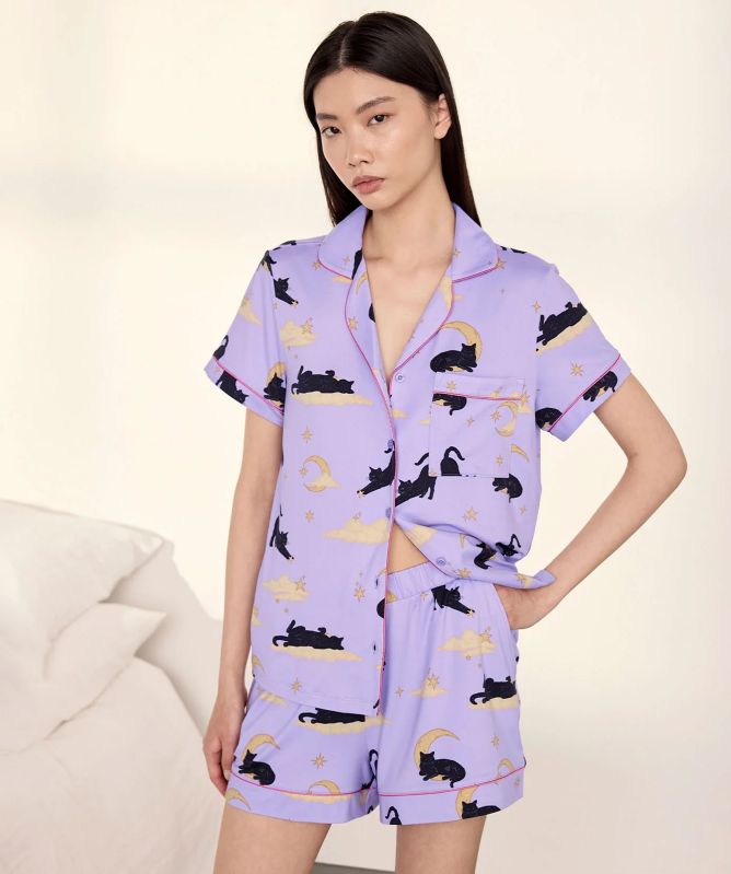 Chelsea Peers Halloween Cat Print Short Pyjamas