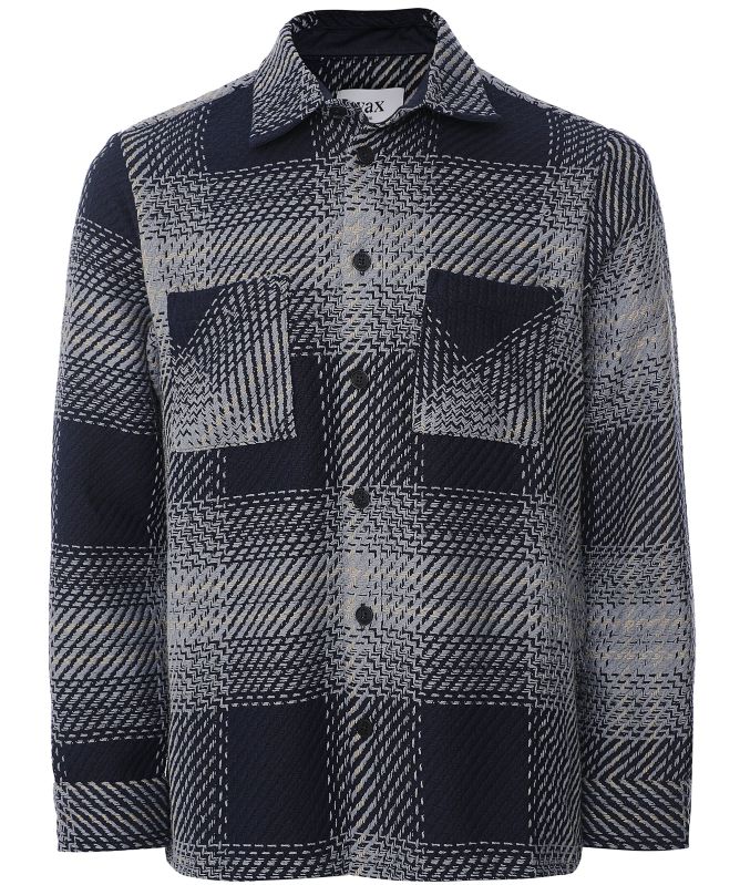 トップス OVY Ombre Check Shirt Jacket Wax London Navy Ombre Check Whiting Overshirt