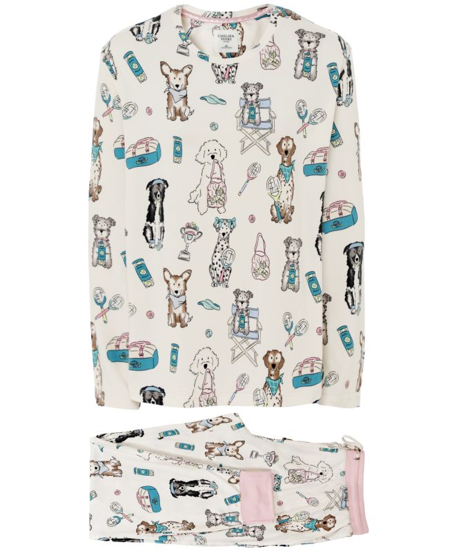 Chelsea Peers Tennis Dogs Print Long Pyjama Set