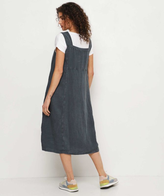 ISCHIKO Linen Blend Pinafore Dress