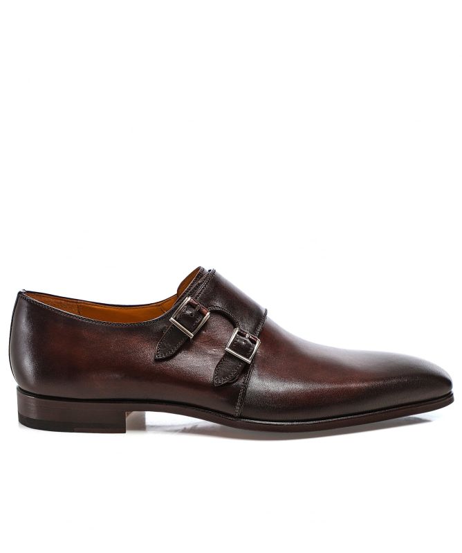 Magnanni Leather Double Monk Shoes Colour : Brown, Size : 9 UK