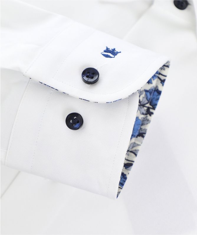 Thomas Maine Tailored Fit Floral Trim Shirt