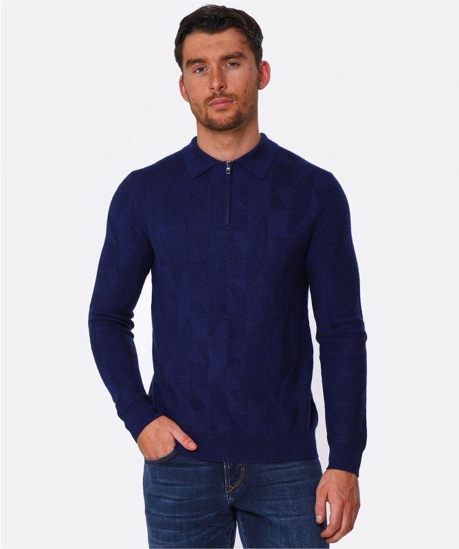 Pal Zileri Wool Silk Long Sleeve Polo Shirt