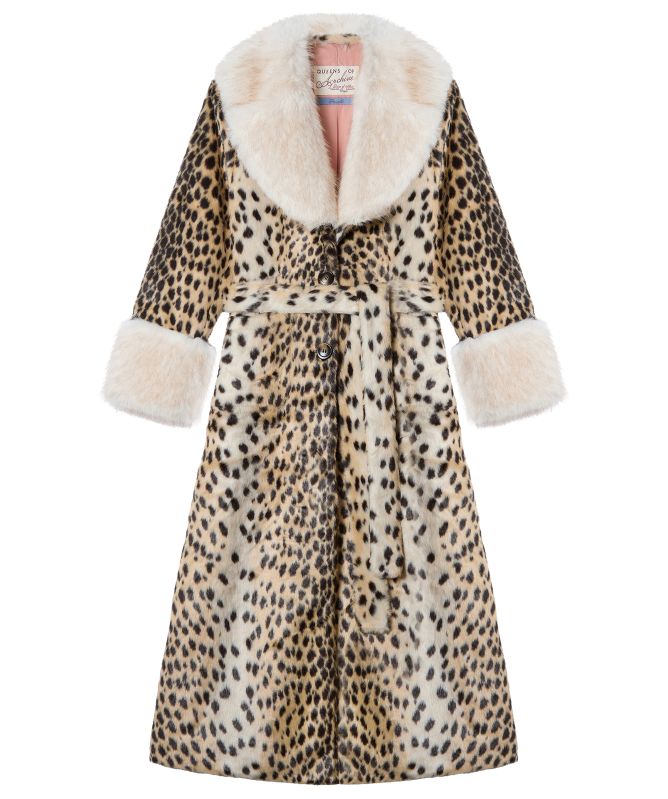 Queens of Archive Priscilla Cheetah Print Faux Fur Maxi Coat