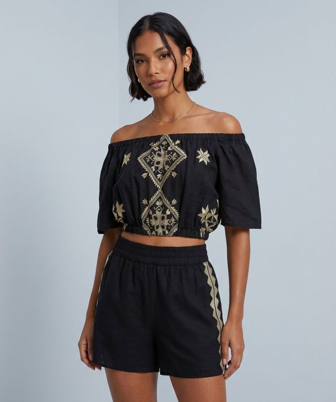 Greek Archaic Kori Feather Shorts