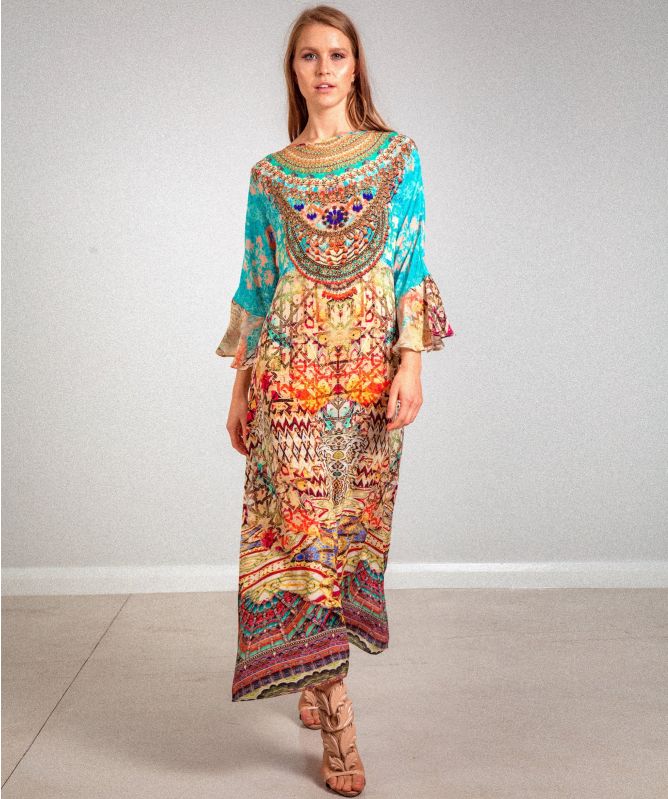 Inoa Arizona Silk Frill Sleeve Kaftan
