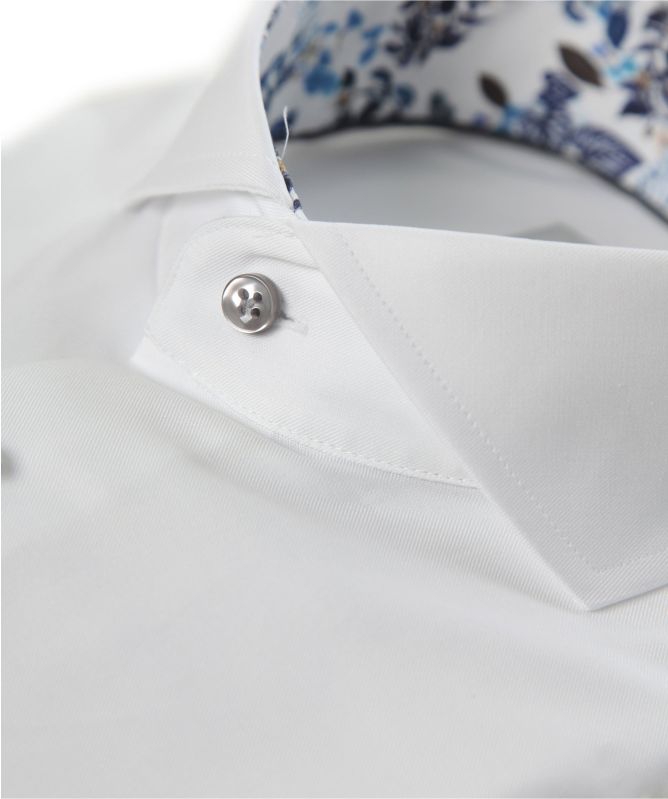 Thomas Maine Tailored Fit Floral Trim Bari Shirt