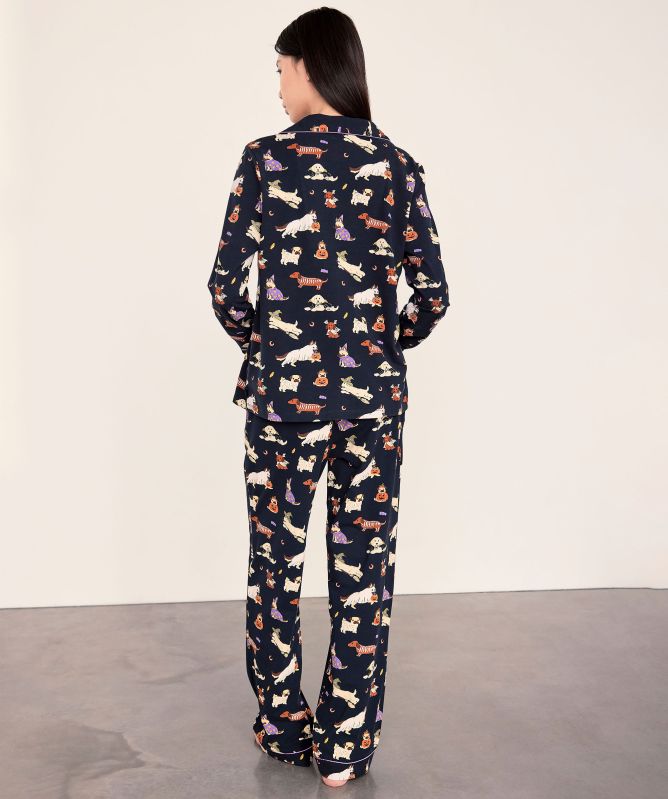 Chelsea Peers Halloween Dogs Print Long Pyjamas