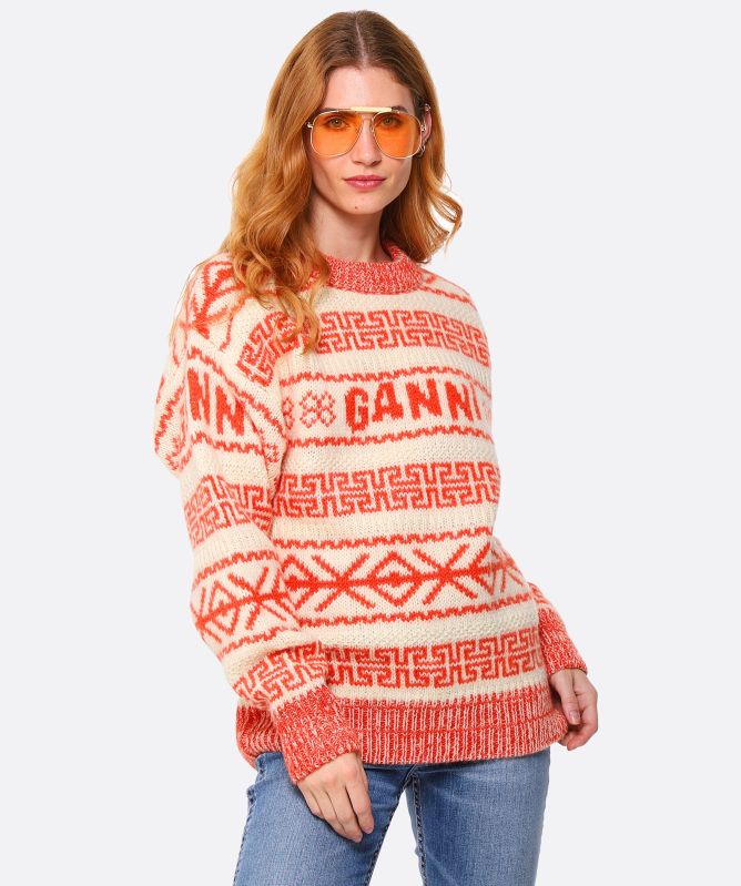 GANNI Organic Wool Logo Jumper