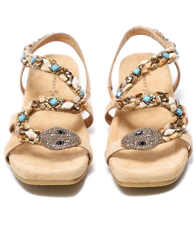Alma en Pena Embellished Suede Snake Sandals