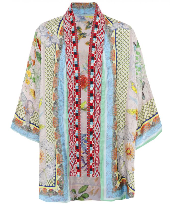 Johnny Was Claret Reversible Silk Kimono