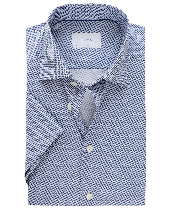 Eton Slim Fit Short Sleeve Print Shirt