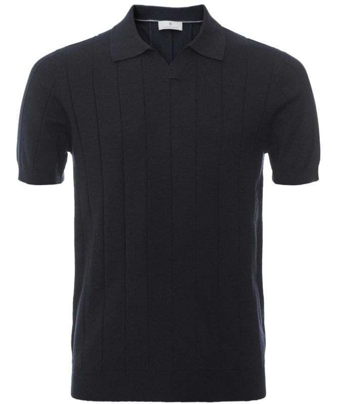 Thomas Maine Merino Linen Open Collar Polo
