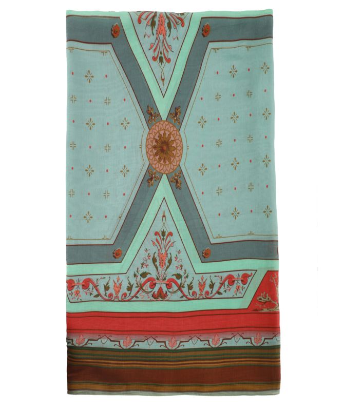 One Hundred Stars Fleur De Lys Aqua Scarf