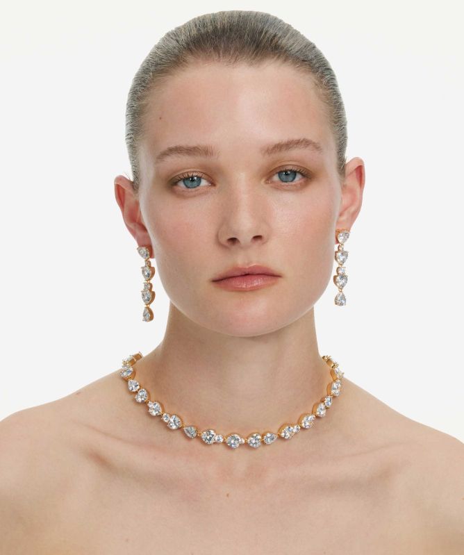 Self-Portrait Gold Heart Crystal Necklace