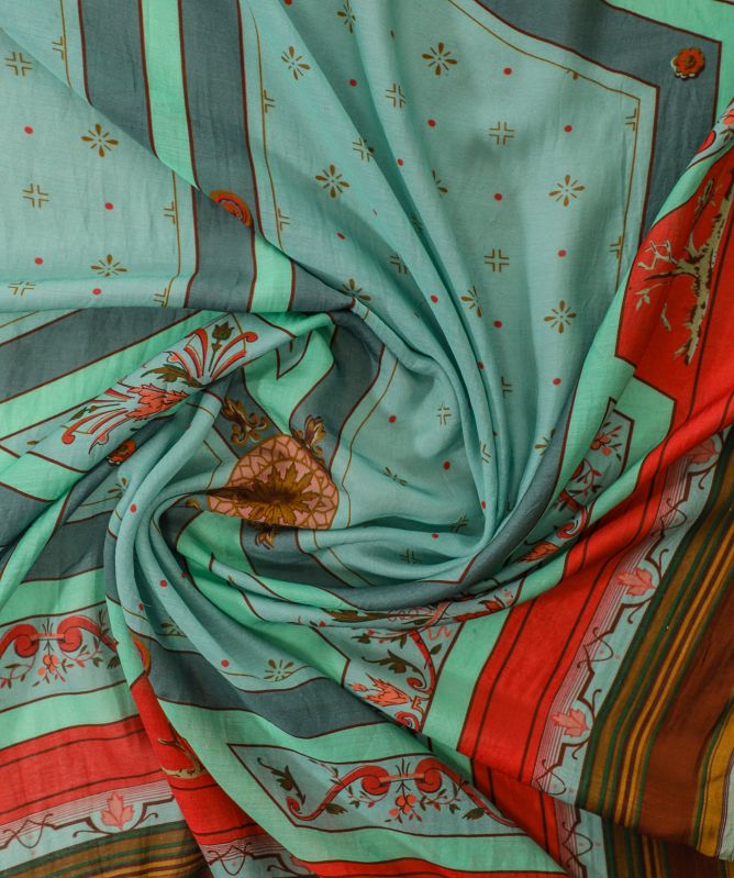 One Hundred Stars Fleur De Lys Aqua Scarf