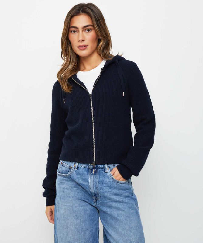 Replay Cropped Hooded Sweater With Zip