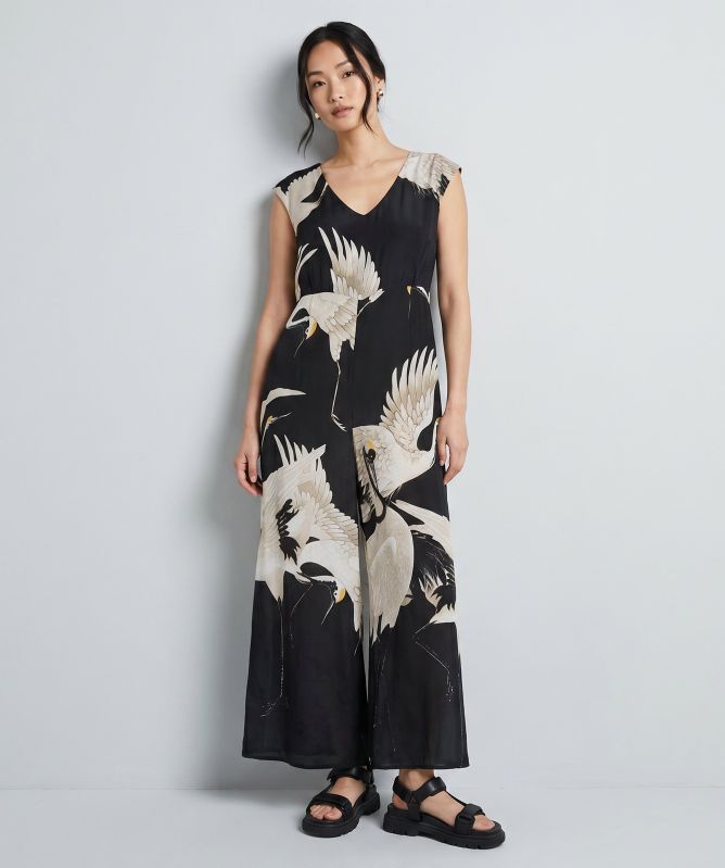 One Hundred Stars Stork Print Jumpsuit