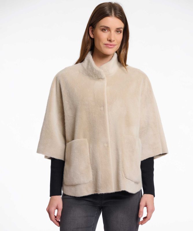 HYEON ヘヨン ted cape / beige/ M Rino and Pelle | Dewi Faux Fur Cape