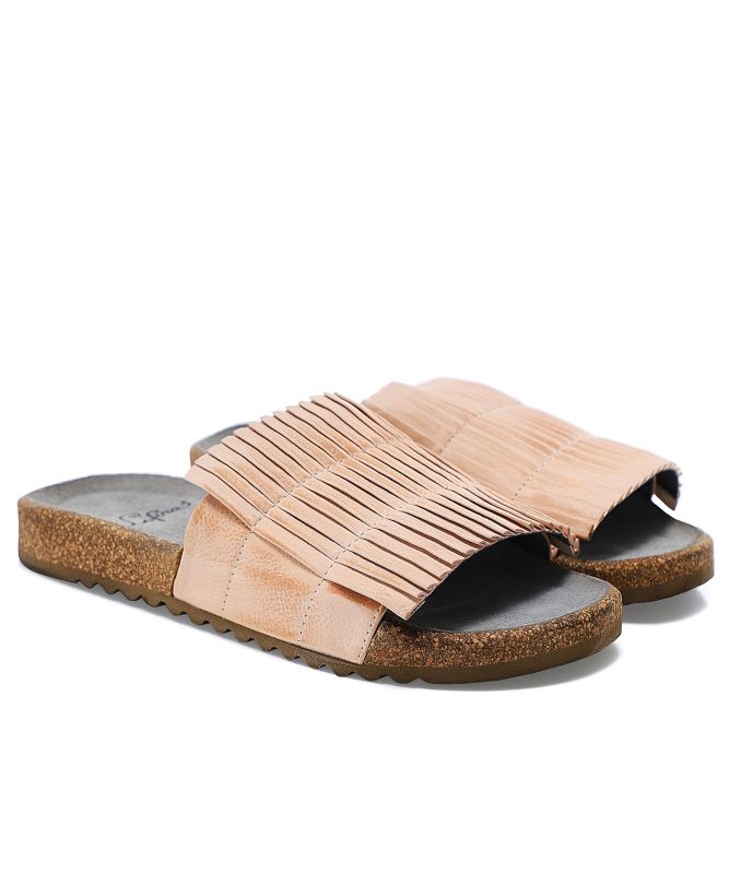 Lofina Pleated Leather Sliders