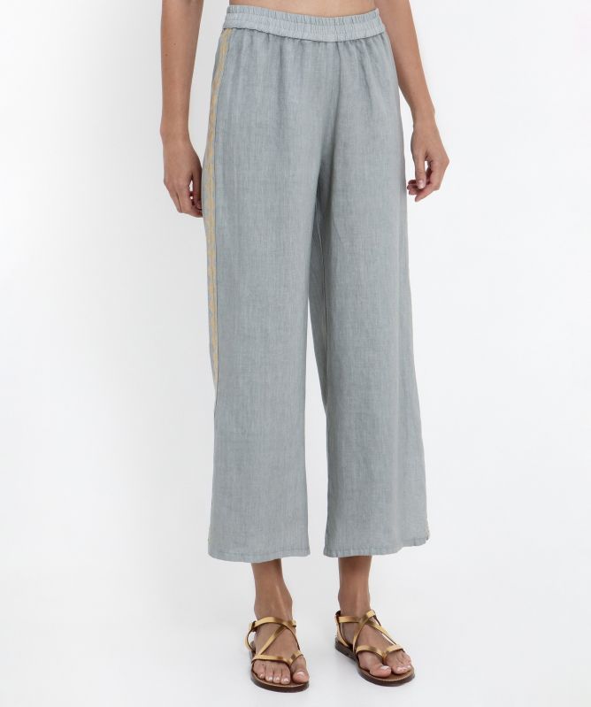 Greek Archaic Kori Feather Linen Trousers