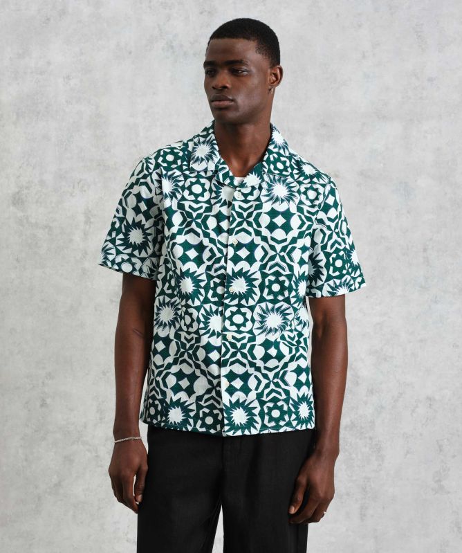 Wax London Green Geometric Didcot Shirt