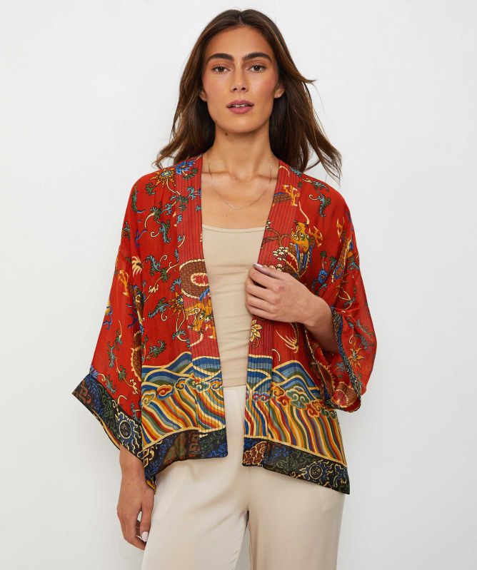 One Hundred Stars Dragon Rust Kimono