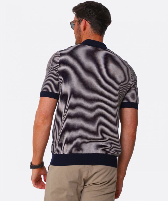 Gran Sasso Textured Stripe Polo Shirt