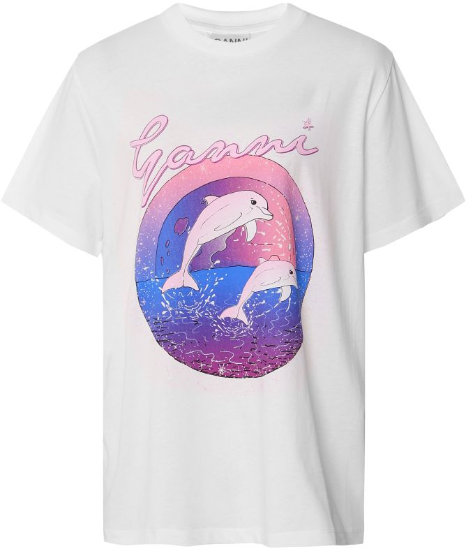 GANNI White Relaxed Dolphin T-Shirt | Jules B