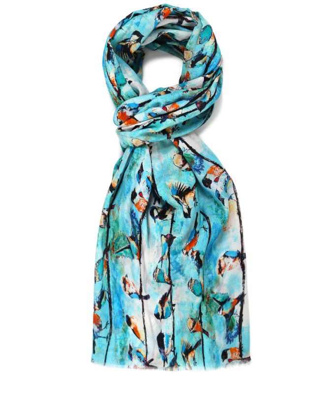 Ahujasons Singing Birds Print Scarf
