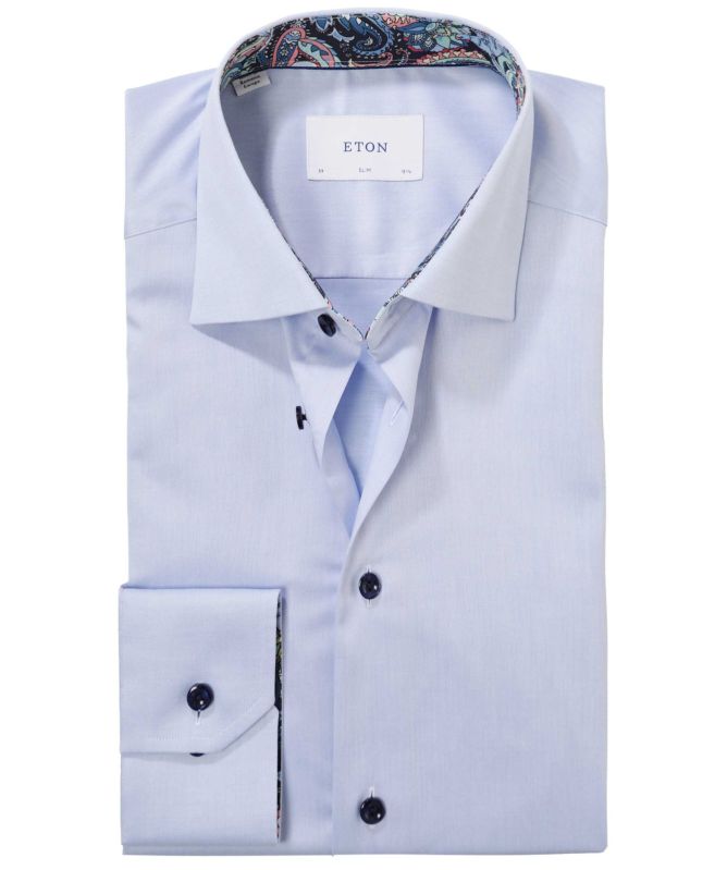 Eton Slim Fit Paisley Trim Shirt