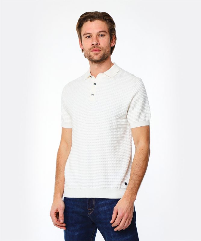 Thomas Maine Cotton Cashmere Waffle Polo Shirt