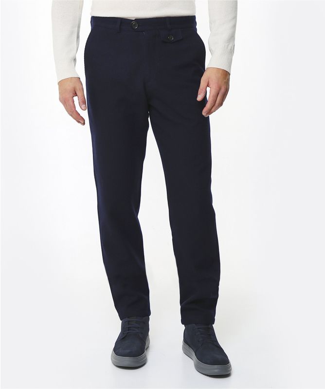 Wool Cotton Buttress Fishtail Trousers
