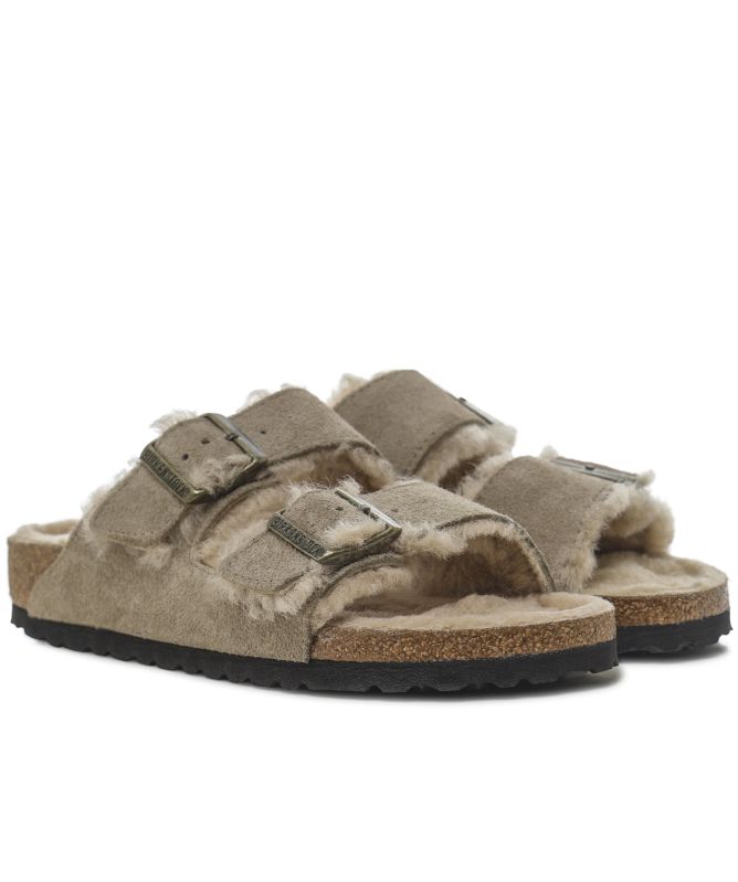 Birkenstock Arizona Shearling Suede Leather Sandals