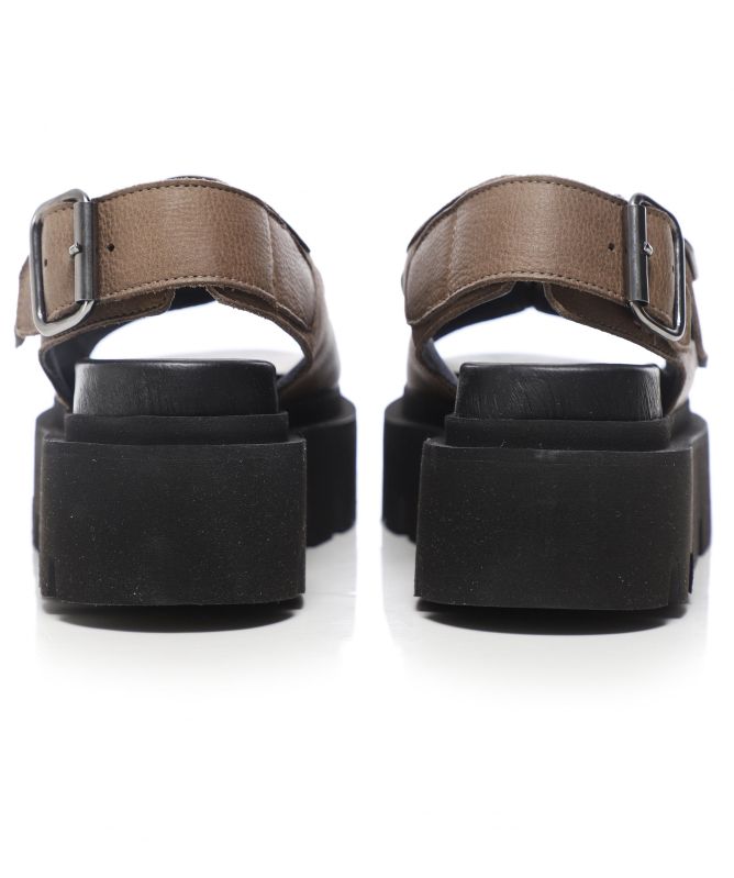 Lofina Gasoline Leather Buckle Sandals