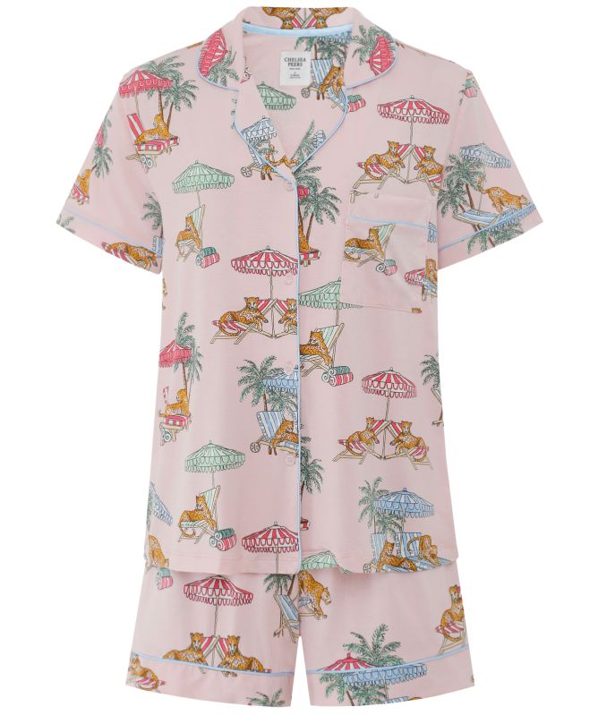 Chelsea Peers Lounging Leopards Print Short Pyjamas