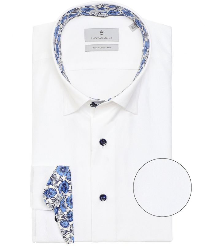 Thomas Maine Tailored Fit Floral Trim Shirt