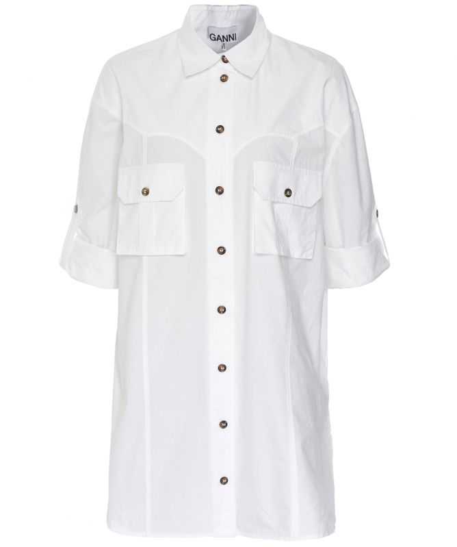 GANNI Button Through Cotton Poplin Shirt