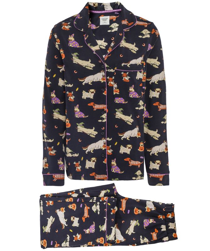 Chelsea Peers Halloween Dogs Print Long Pyjamas