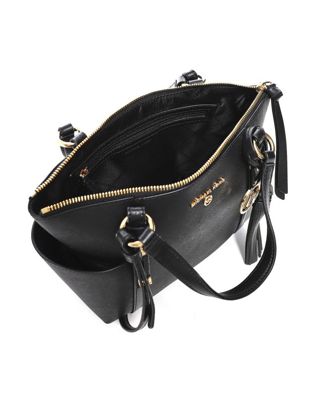 Michael Kors Black Small Saffiano Leather Top Zip Tote Bag Jules B