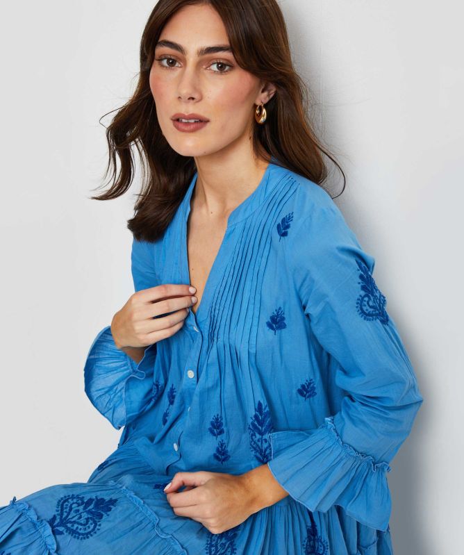 Handprint Dream Apparel Blue Embroidered Lobster Dress