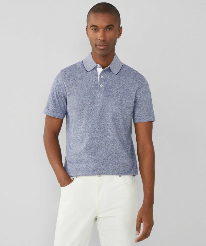 Hackett Cotton Linen Fil a Fil Polo Shirt