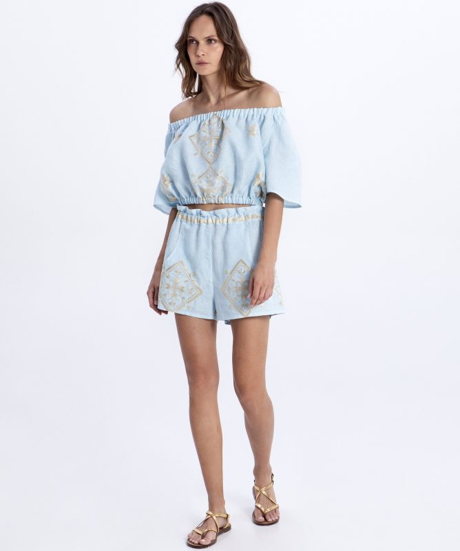 Greek Archaic Kori Lefkada Ruched Top
