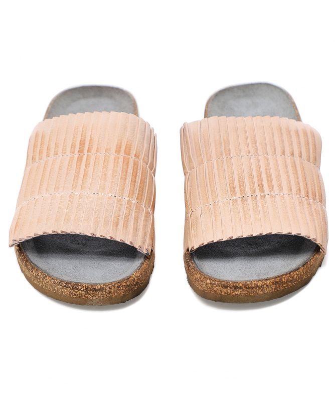 Lofina Pleated Leather Sliders