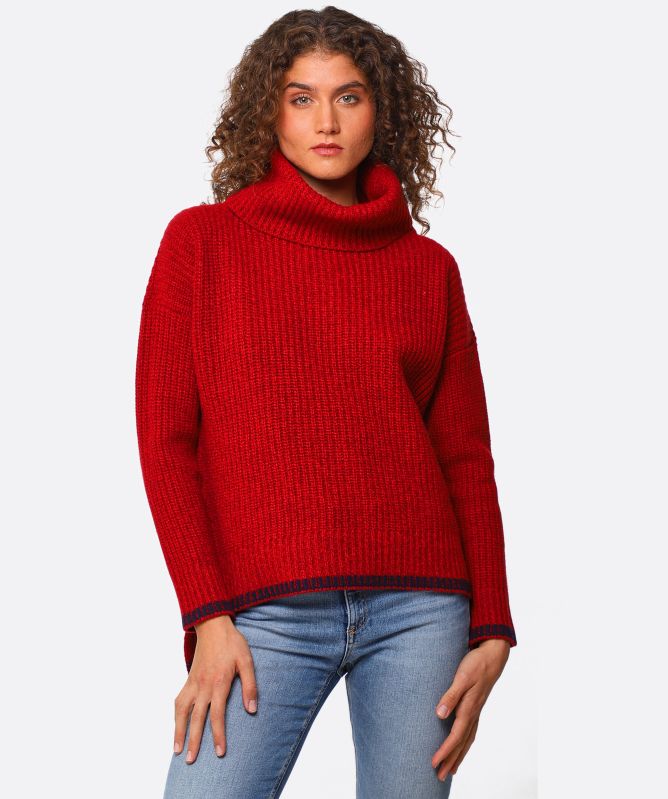 Eddy and Ivy Merino Cashmere Contrast Trim Roll Neck Jumper