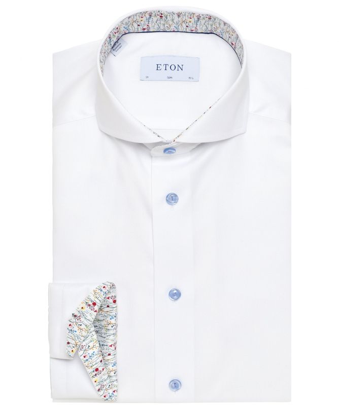 Eton Slim Fit Floral Trim Shirt