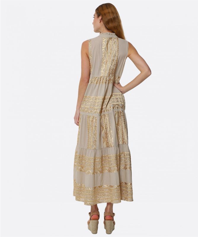 Greek Archaic Kori Sleeveless Cotton Maxi Dress