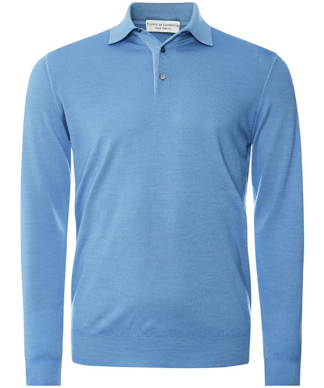 Filippo De Laurentiis Merino Wool Long Sleeve Polo Shirt