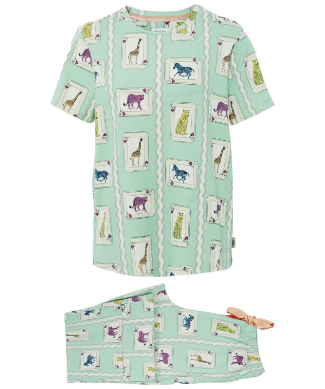 Chelsea Peers Playing Card Animals Print Long Pyjamas
