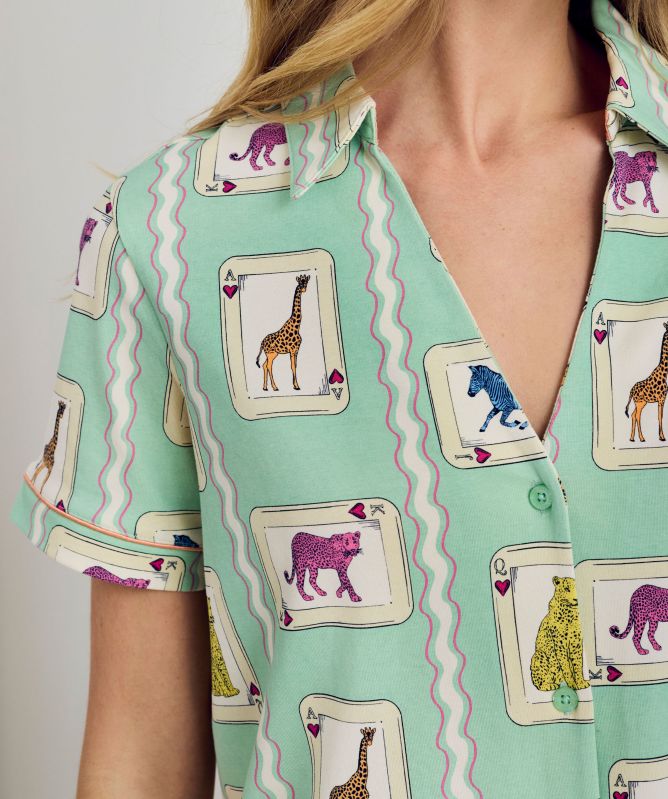 Chelsea Peers Playing Card Animals Print Short Pyjamas